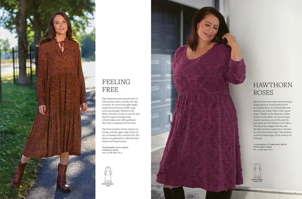 Kuva tuotteesta OTTOBRE design Woman 5/2023 – englanninkielinen naisten vaatteiden kaavalehti – saatavilla verkossa Šarlotes audumi