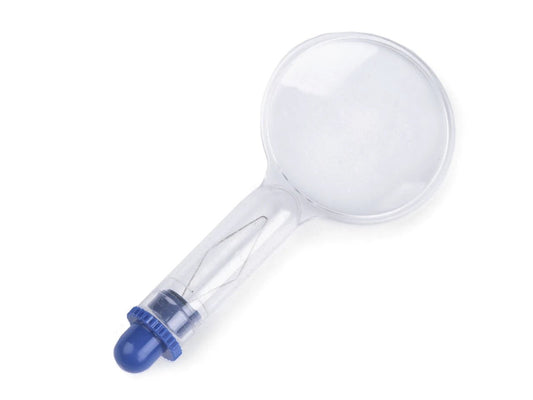 Needle threader with magnifying glass
