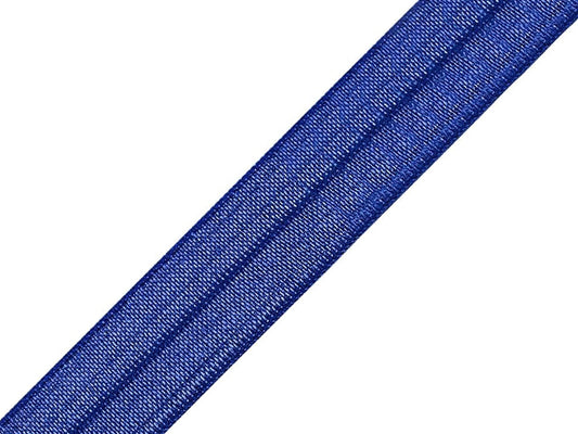 Image with folded elastic band – 1.6 cm cornflower blue with sheen – available at Šarlotes audumi