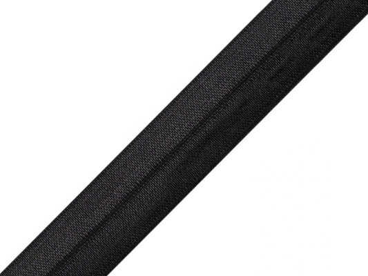 Folded elastic – 2 cm black with sheen