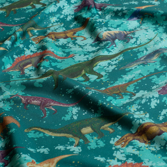 Image of swimsuit lycra fabric with UPF50 protection – dino 200 g/m² – available at Šarlotes audumi