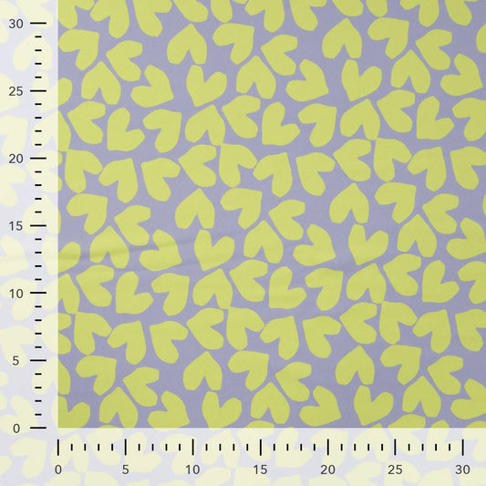 Swimsuit lycra fabric - hearts on smoky lilac 220 g/m² | UPF 50+