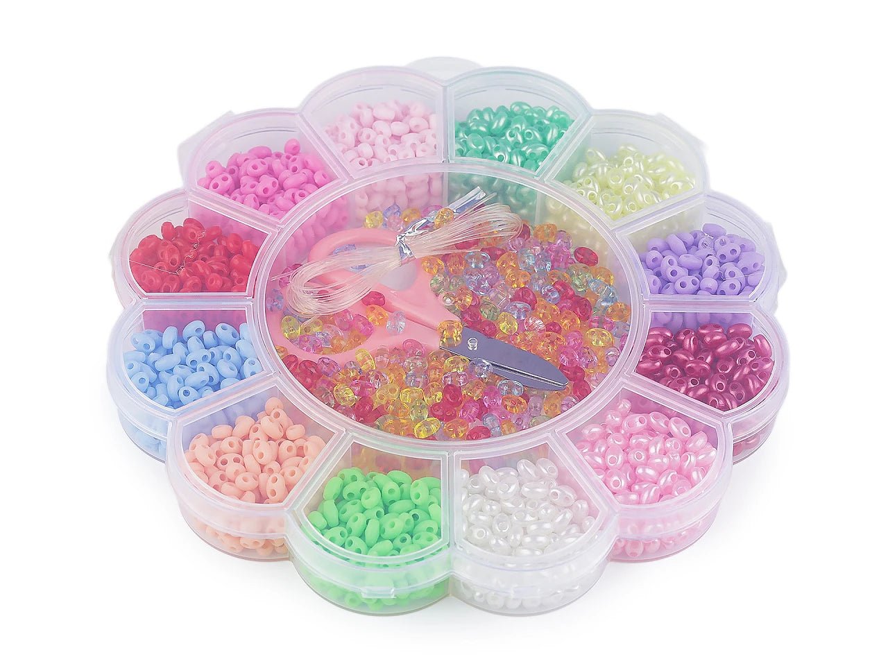 Image with bead set | Plastic beads in a box (mix) – available at Charlotte's Fabrics