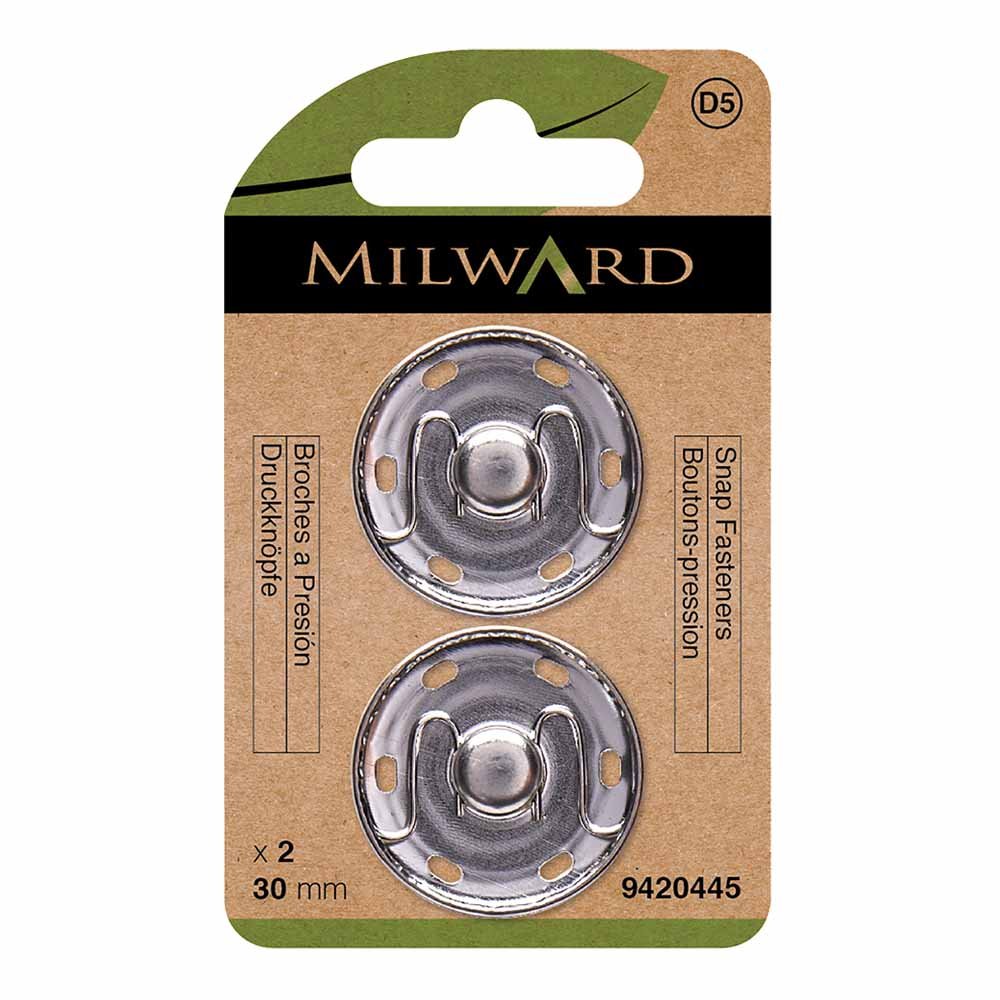 Boutons pression à coudre Ø30 mm Milward - argent