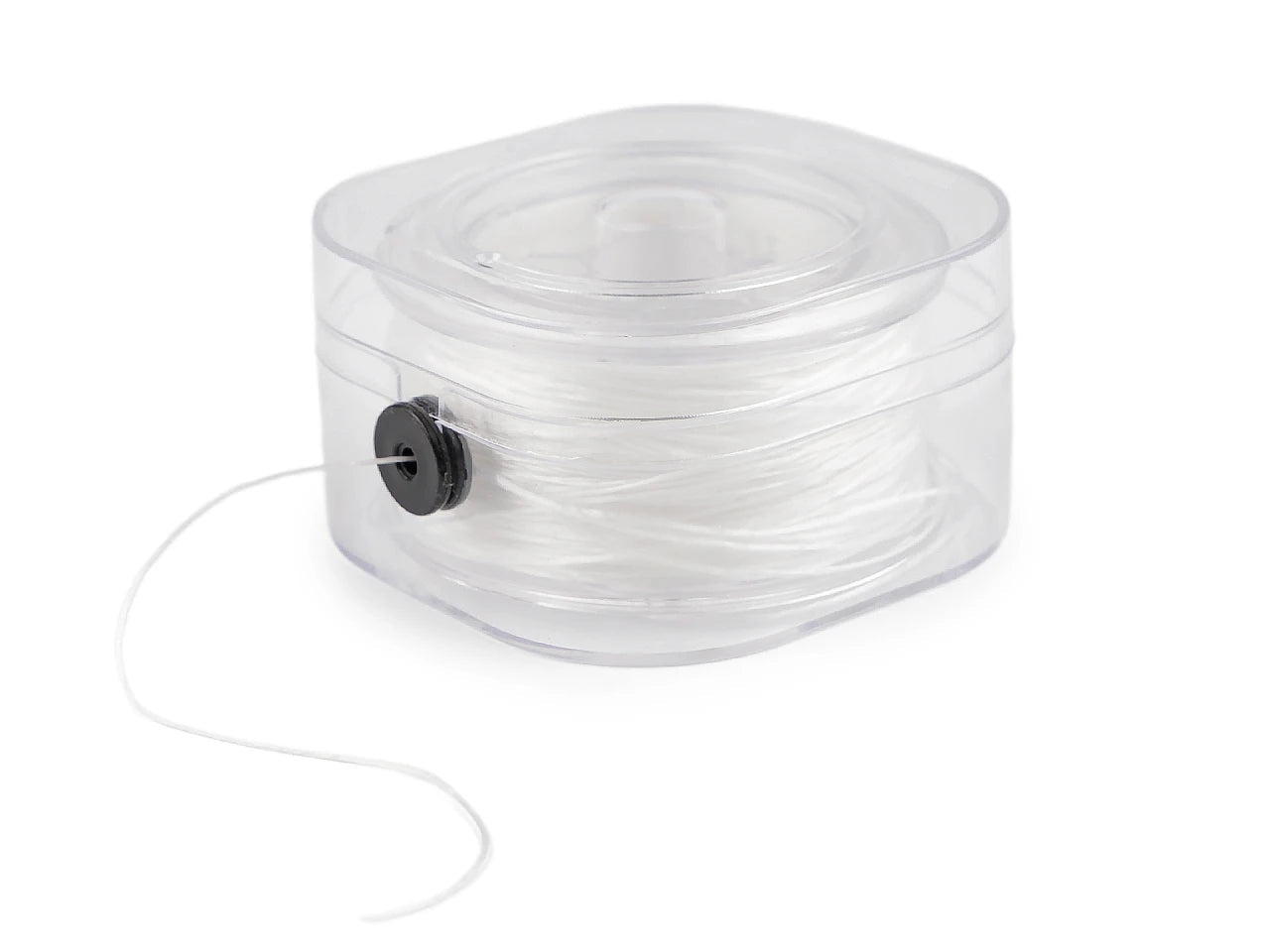Image of flat elastic cord, rubber 0.8 mm (100 m) in a box – available at Šarlotes audumi