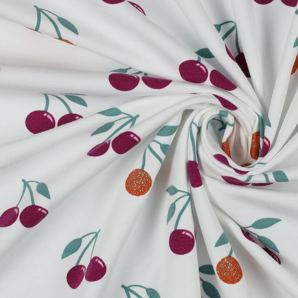 Jersey fin en coton - cerise 200 g/m²