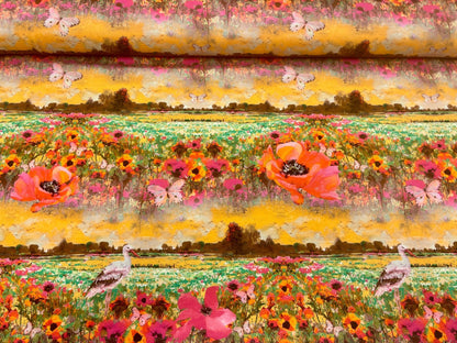 Jersey de coton fin, prairie au coucher du soleil 210 g/m²