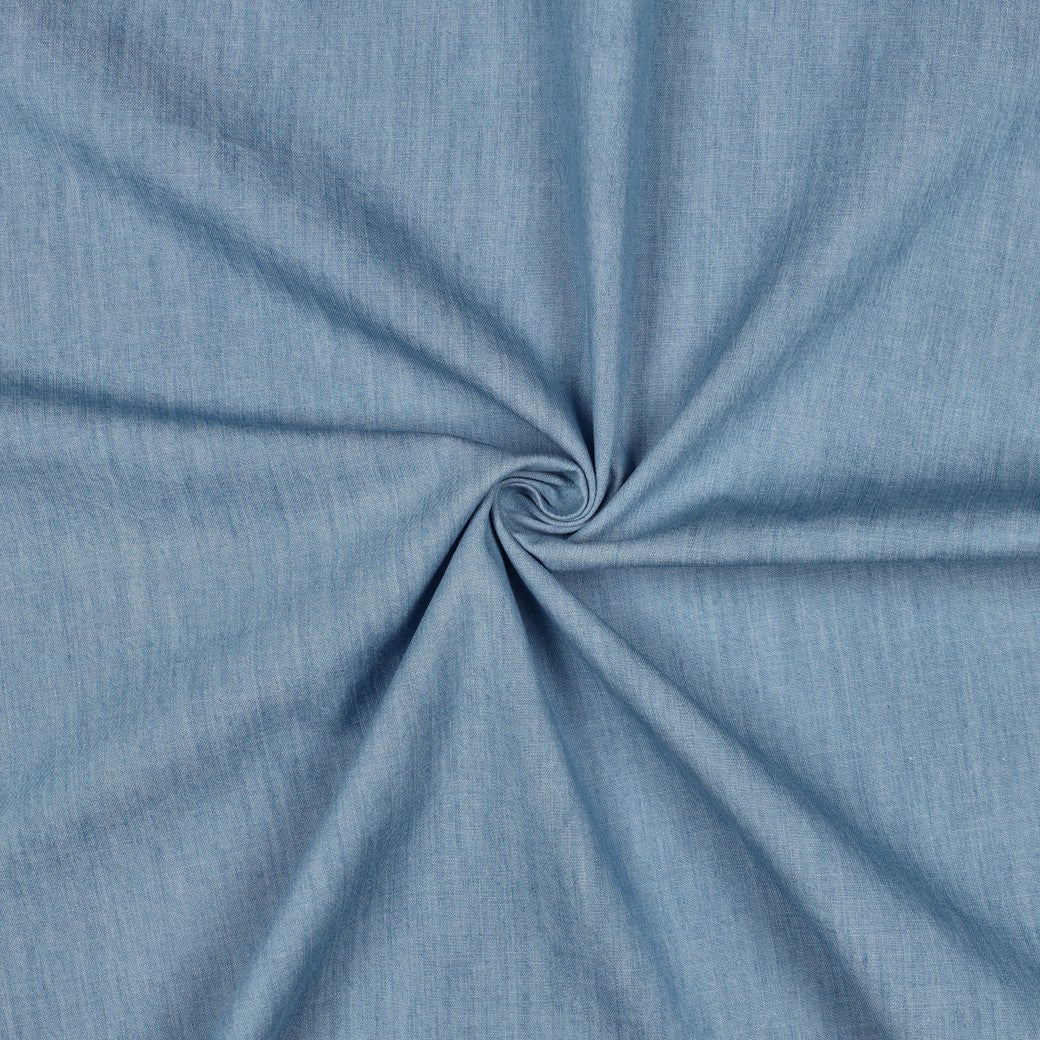 Image of thin denim fabric for dresses, shirts - light blue 135 g/m² – available at Šarlotes audumi