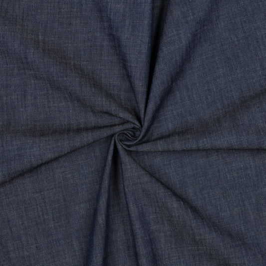 Attēls ar Plāns Džinsu audums kleitām, krekliem - tumšais indigo zils 135 g/m² – pieejams Šarlotes audumi