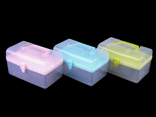 Plastic storage box with handle for crafts