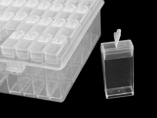 Plastic organizer with 64 compartments and alphabetical labels