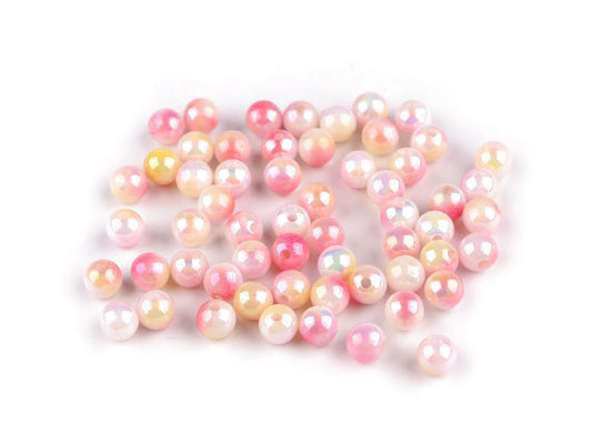 Image of plastic beads with a pearlescent effect Ø8 mm 20 g | assorted shades – available at Šarlotes audumi