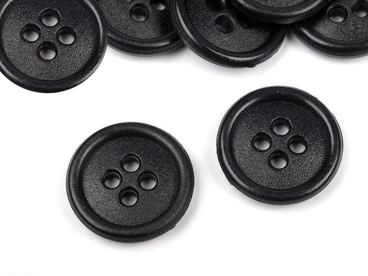 Attēls ar Plastmasas pogas 15 mm - melnas – pieejams Šarlotes audumi