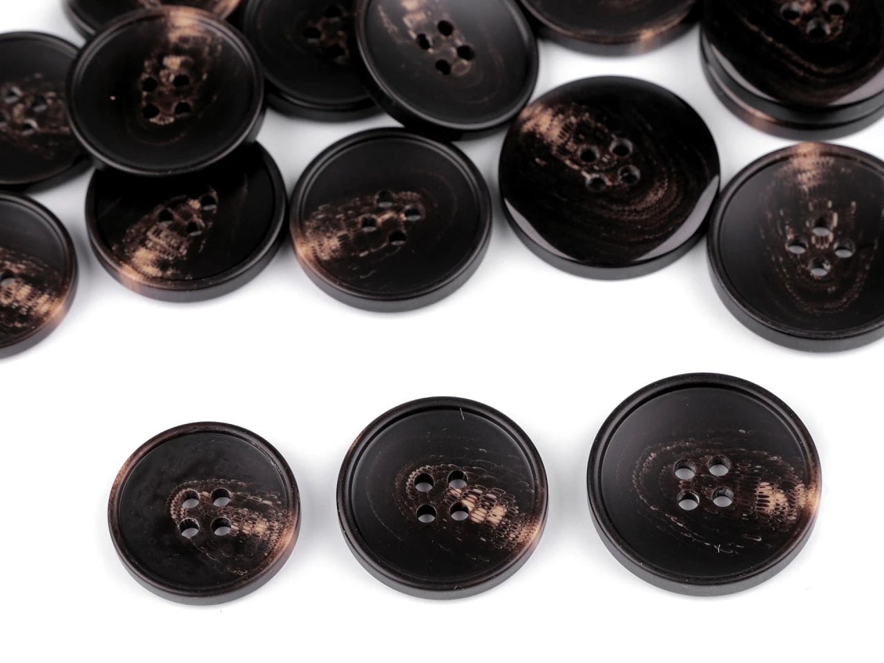 Boutons en plastique 27 mm marron foncé avec accent beige