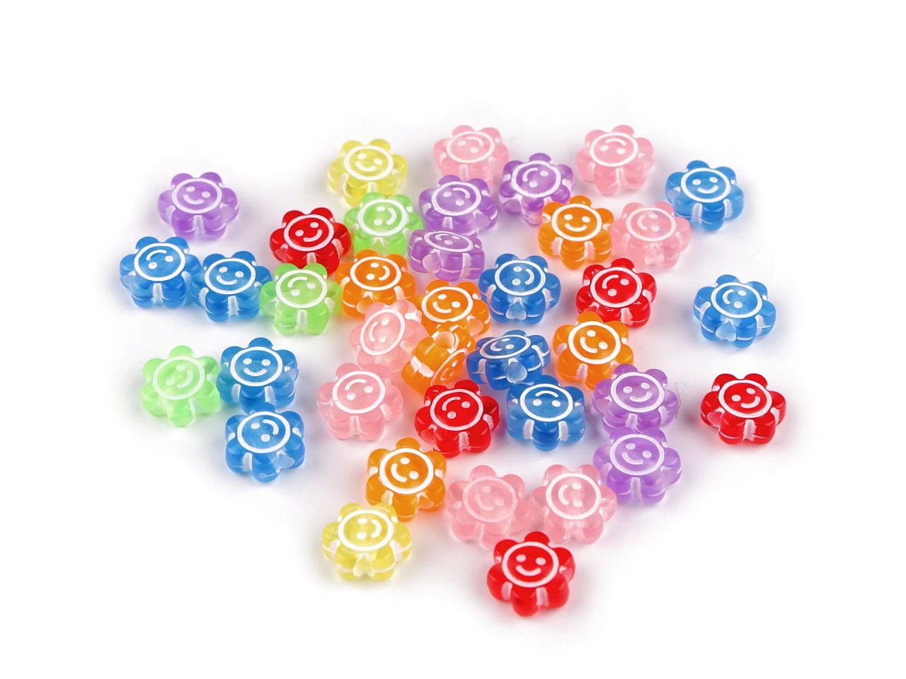 Image of plastic flower beads Ø11 mm 10 g | assorted shades – available at Šarlotes audumi