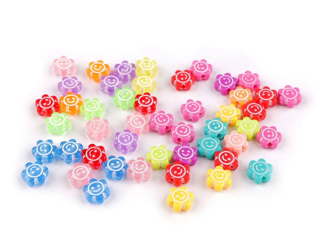 Image of plastic flower beads Ø11 mm 10 g | assorted shades – available at Šarlotes audumi
