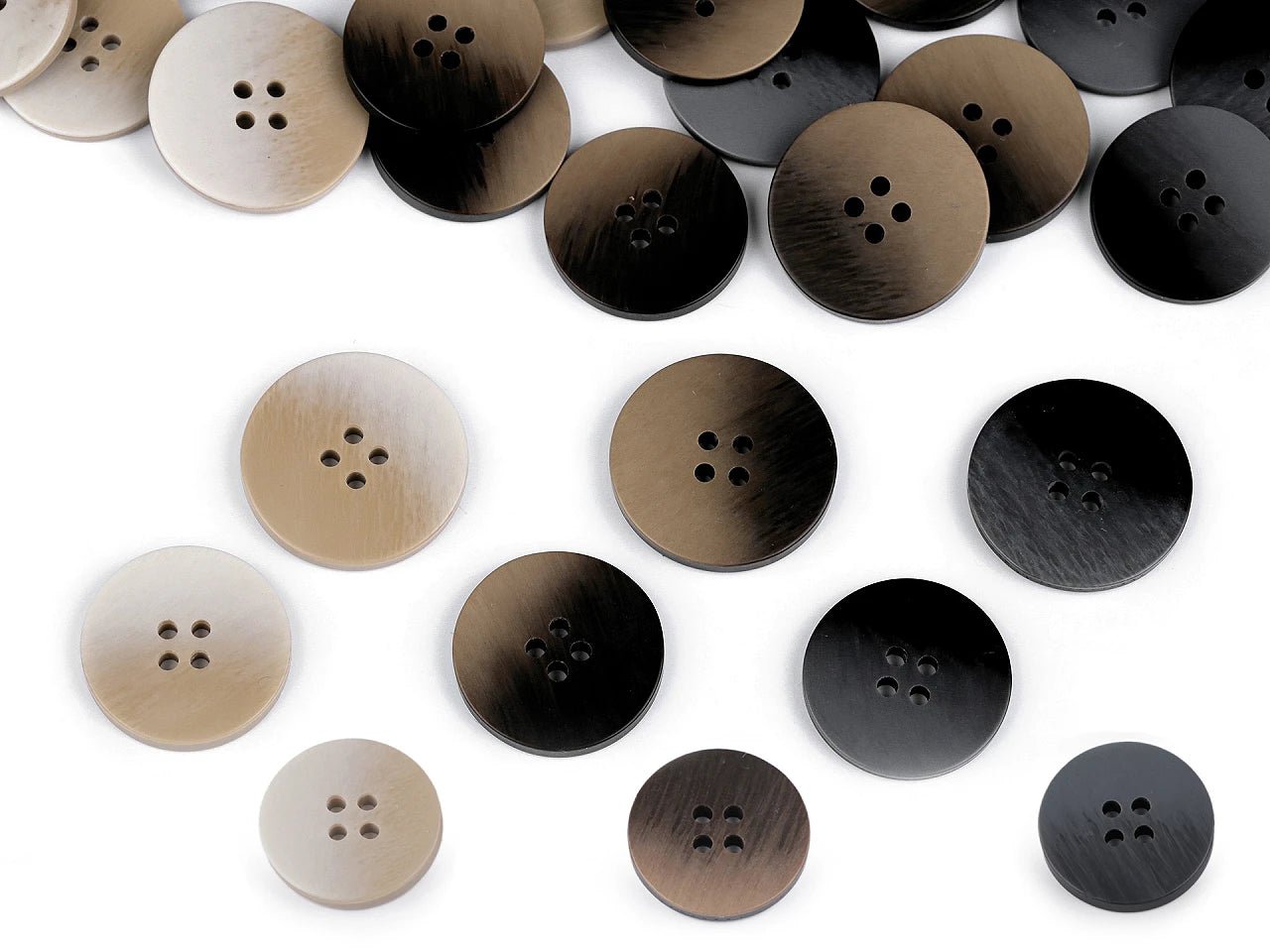 Image of elegant ombre-effect buttons with a colour-gradient design Ø 21 mm - 28 mm – available at Šarlotes audumi