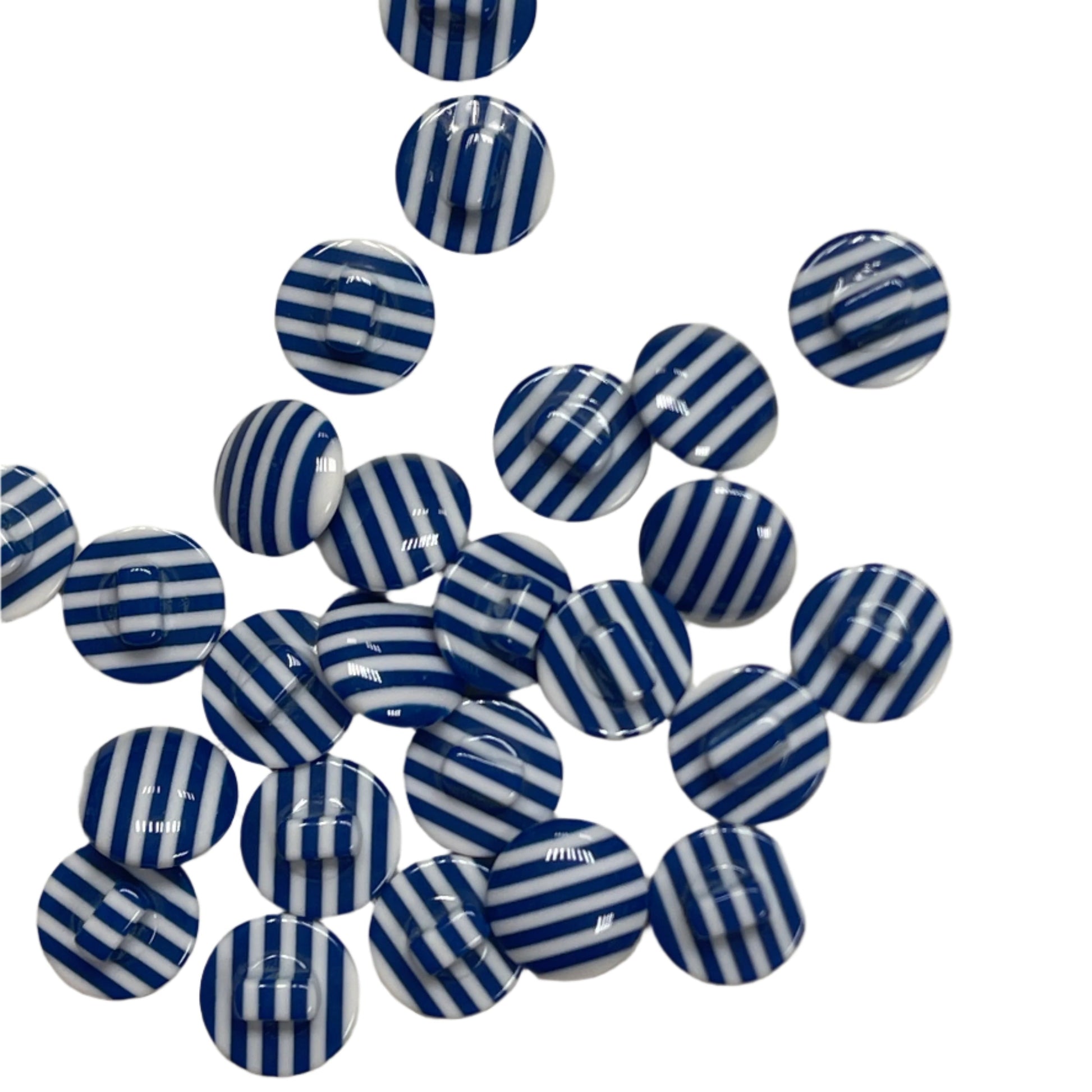Bouton à queue de 13 mm - rayé bleu et blanc
