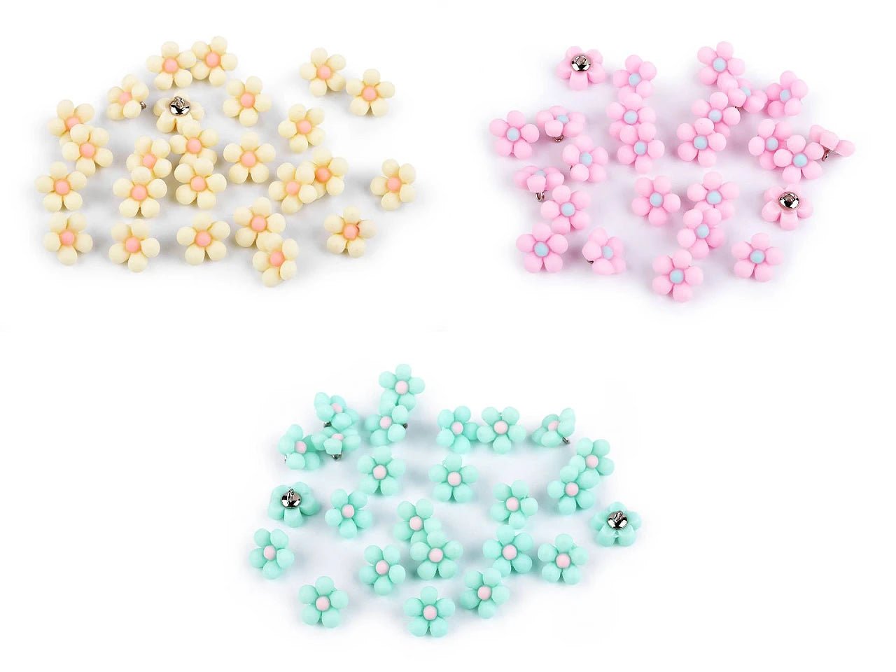 buttons on a shank 14 mm - pink flower