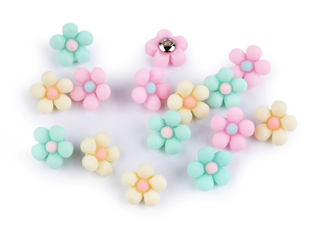 Shank buttons 14 mm - pink flower