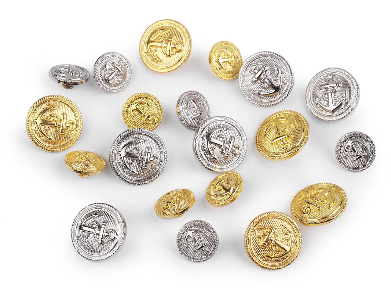 Bouton à pied 15,4 mm - ancre argentée