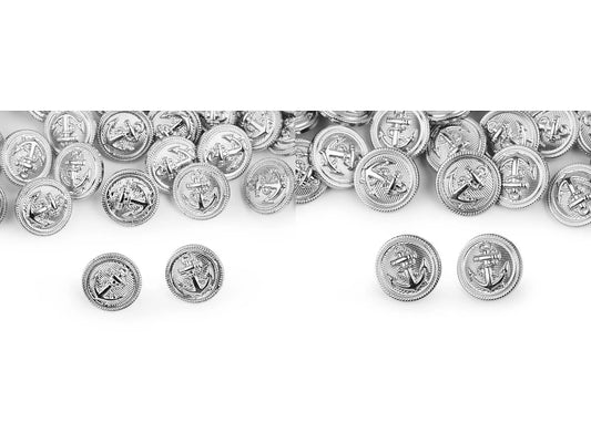 Shank button 22 mm - silver anchor