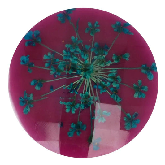 Shank button 34 mm - green flower