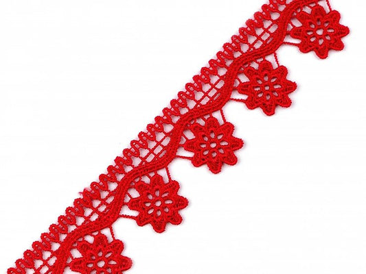 Image of polyamide lace - 3 cm dark red – available at Šarlotes audumi