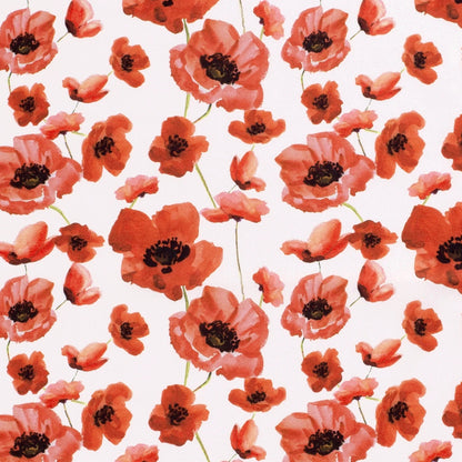 Premium-Stoff aus 100 % Baumwolle mit Mohnblumen auf weißem Hintergrund 110 g/m²