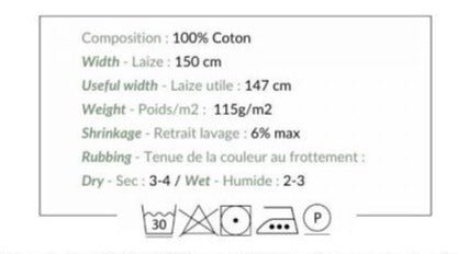 Tissu premium 100 % coton - motif floral délicat sur fond gris 110 g/m²