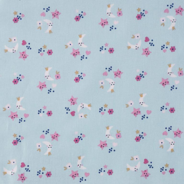 Tissu premium 100 % coton - lune et étoile 115 g/m²