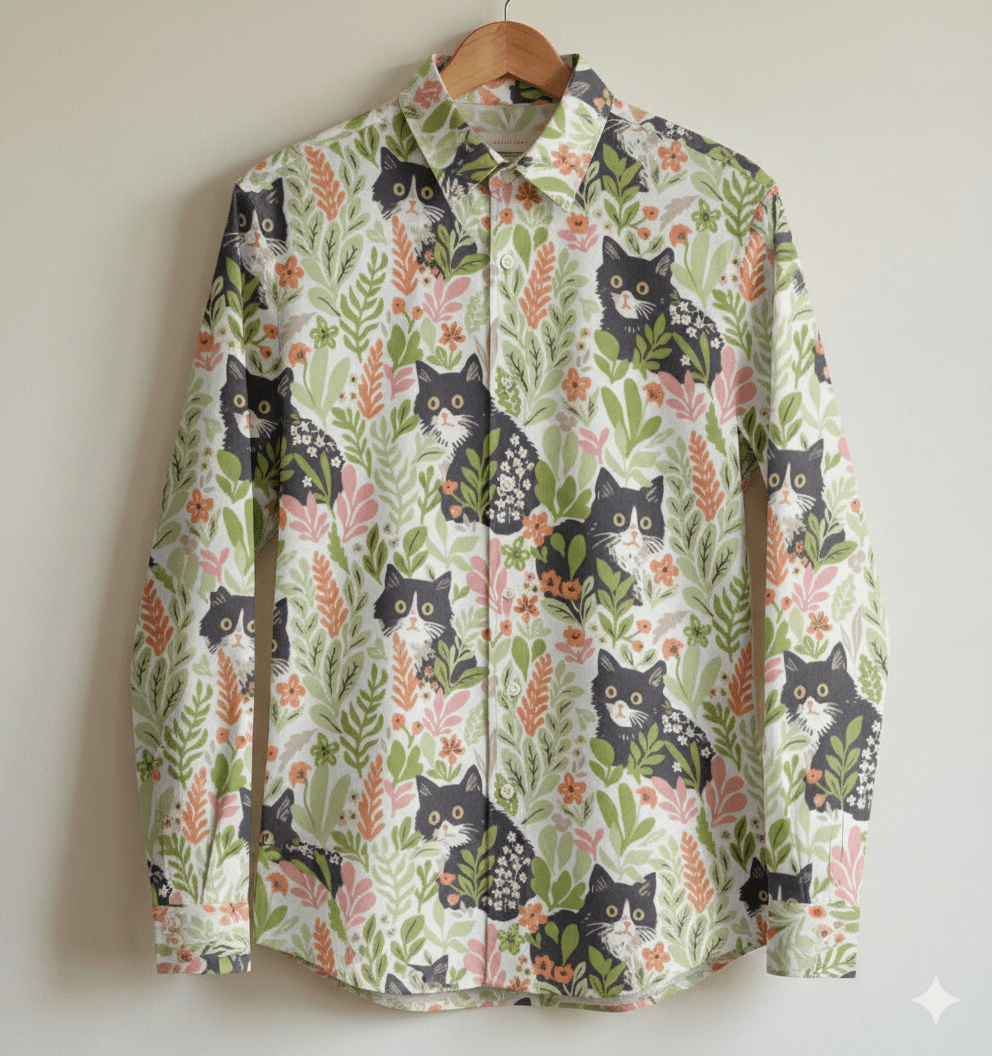 Image de tissu Premium 100 % coton - petits chats de la forêt 115 g/m² – disponible chez Šarlotes audumi