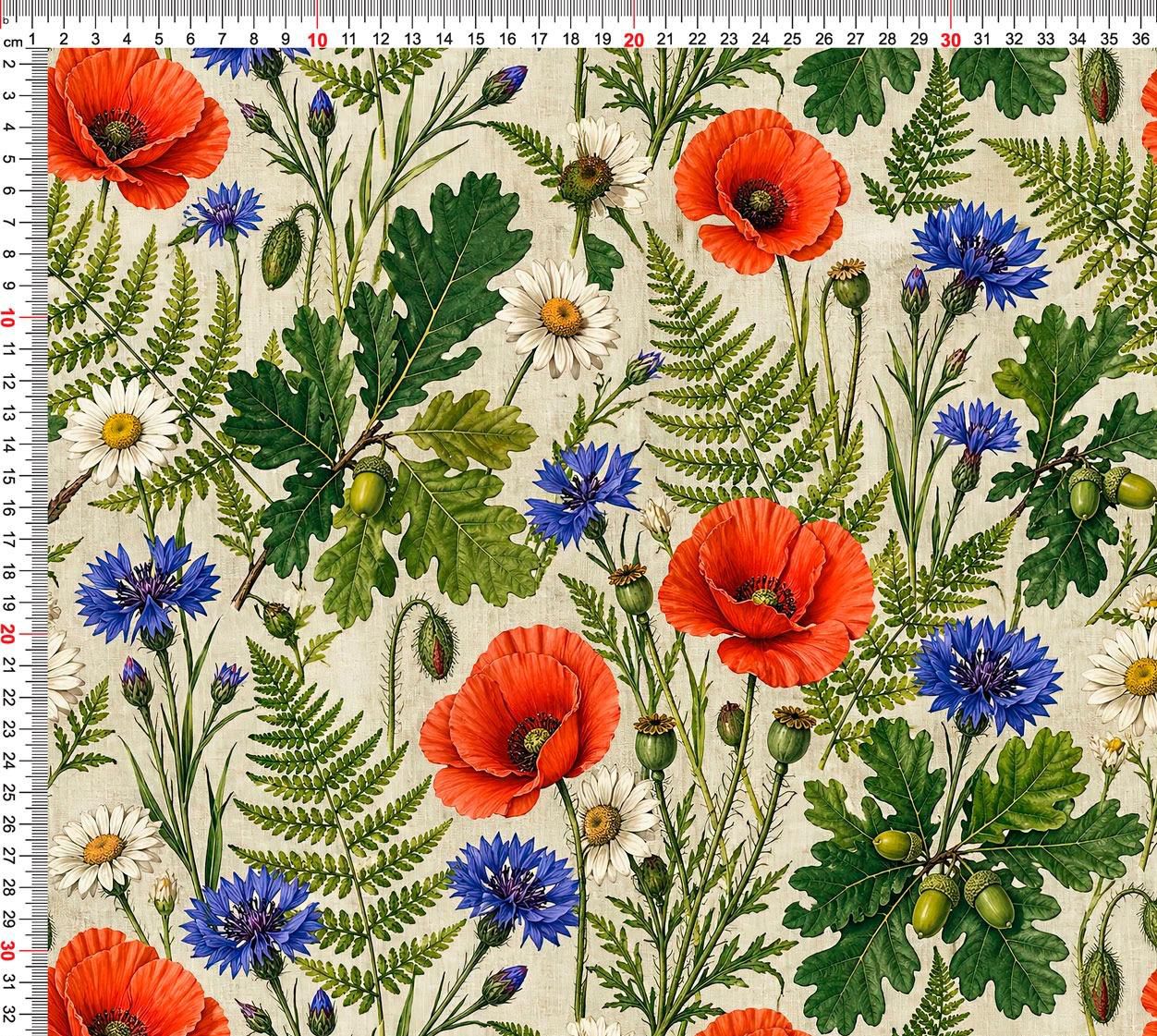 Image of Premium 100% cotton fabric - meadow in summer 120 g/m² – available at Šarlotes audumi