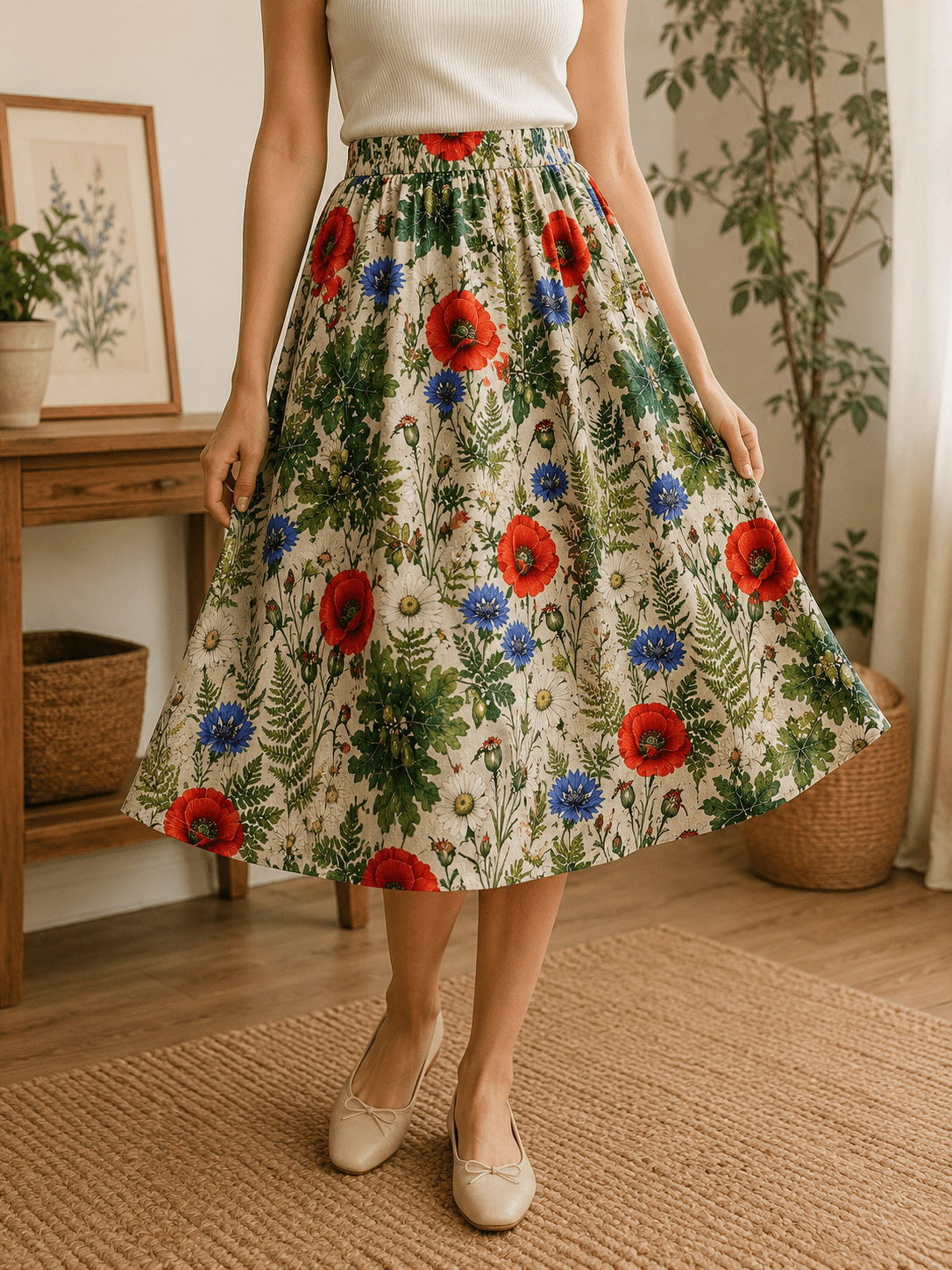 Premium 100% cotton fabric - summer meadow 120 g/m² – available at Šarlotes audumi