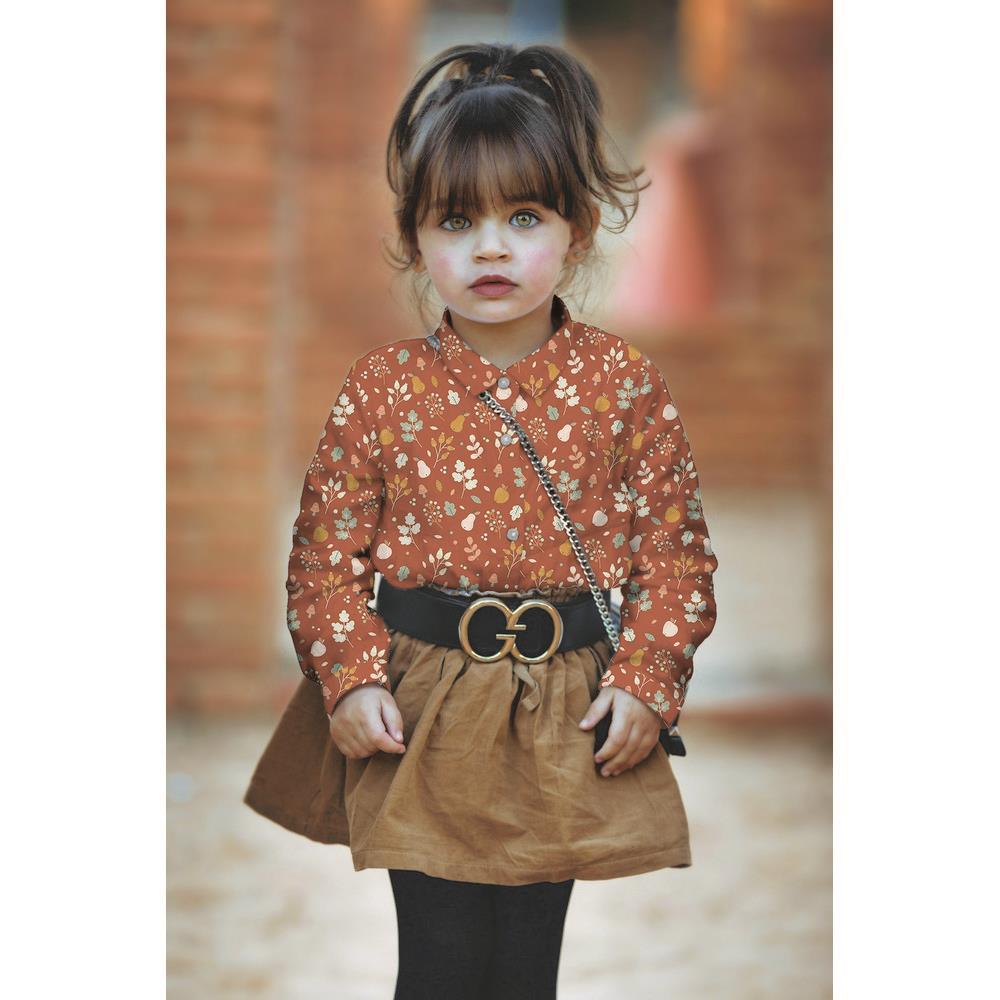 Premium 100% cotton fabric - small flowers on a brick-red background 110 g/m²