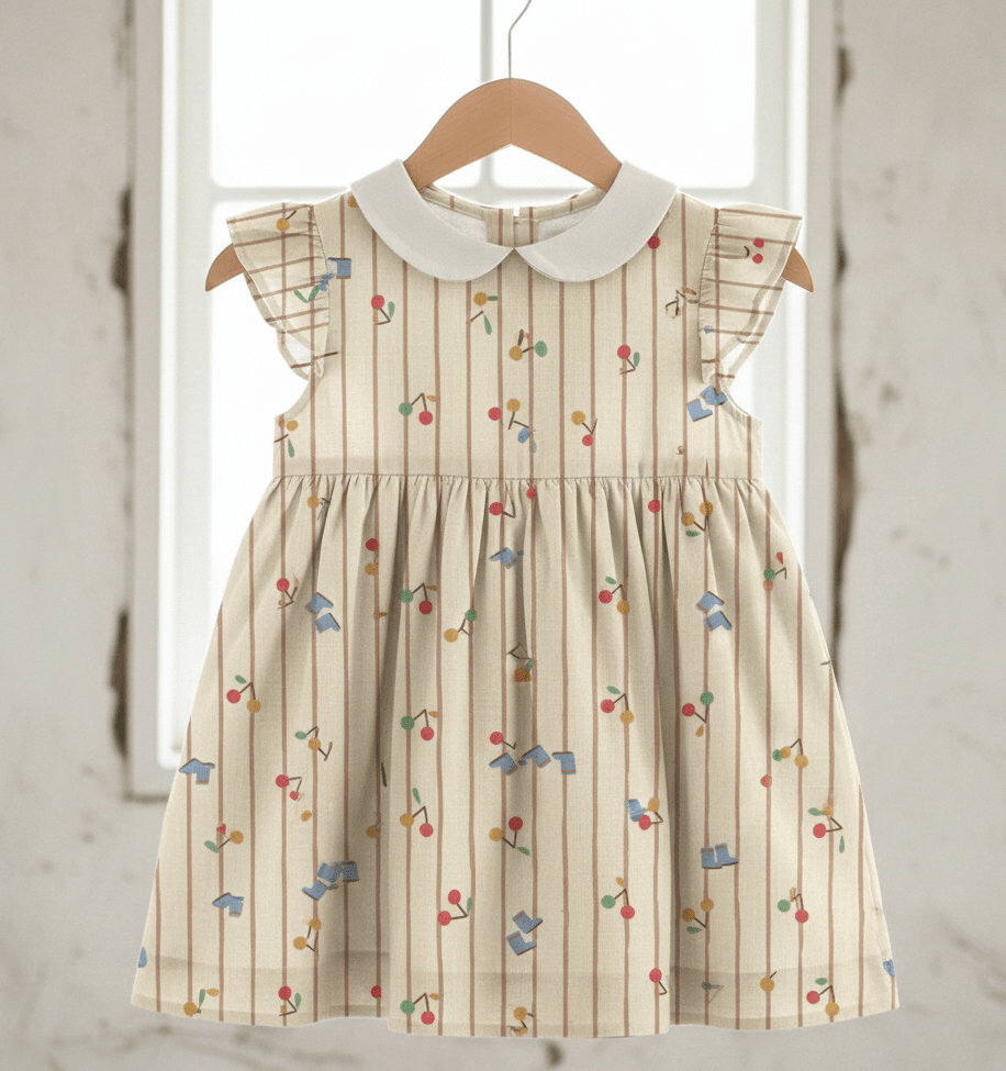 Image avec tissu Premium 100 % coton – motif printanier ludique 115 g/m² – disponible chez Šarlotes audumi
