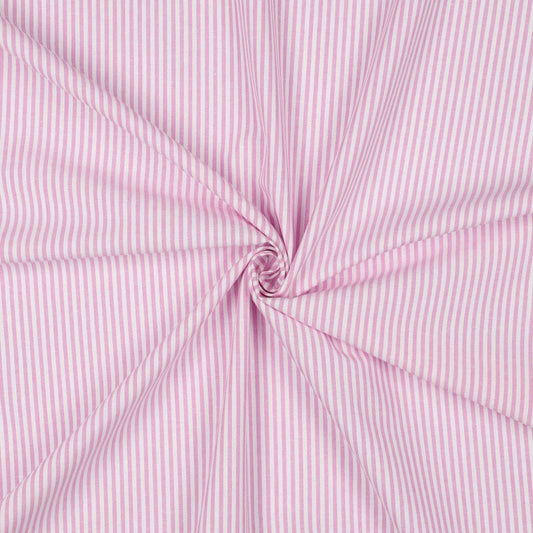 Image with premium 100% cotton fabric - pink lines 3 mm 110 g/m² – available at Šarlotes audumi