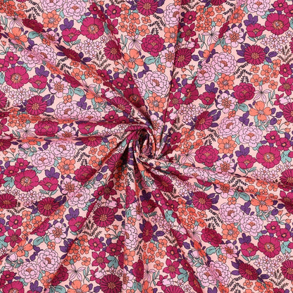 Image with Premium 100% cotton fabric - pink floral pattern 110 g/m² – available at Šarlotes audumi
