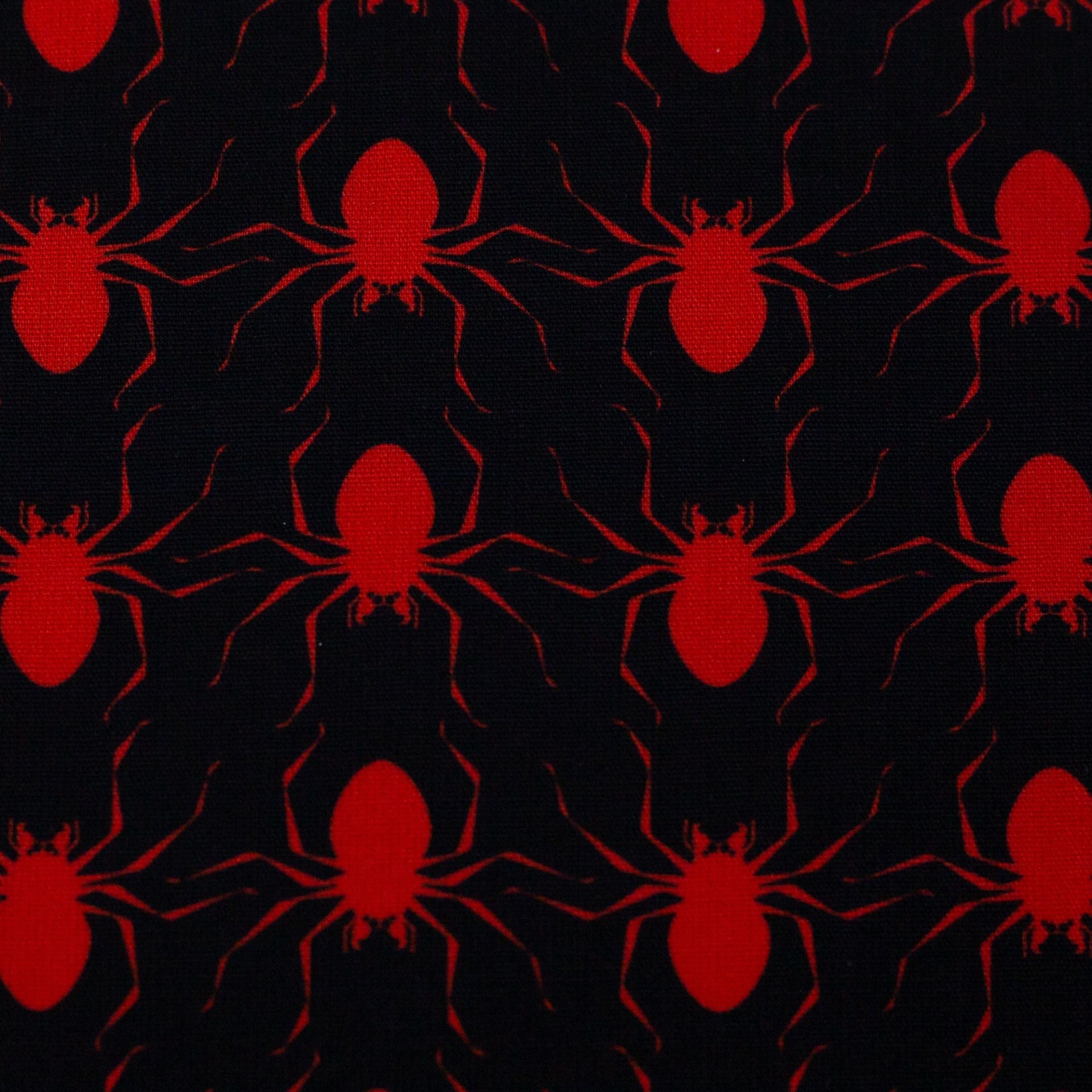Premium 100% cotton fabric - red spiders 130 g/m²
