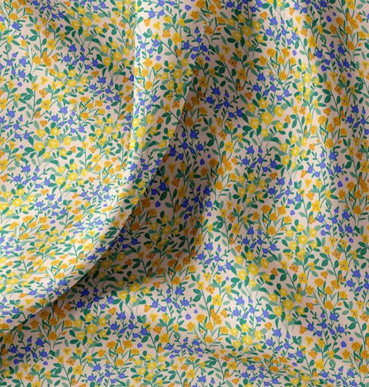 Attēls with Premium 100% cotton fabric - delicate flower meadow 115 g/m² – available at Šarlotes audumi