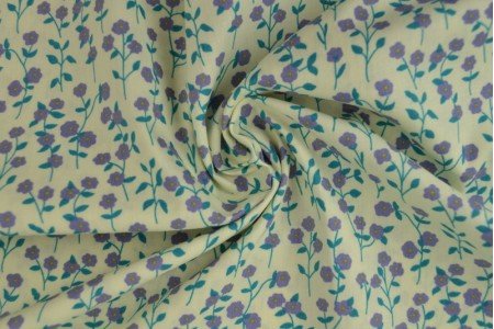 Tissu premium 100 % coton - motif floral lilas délicat 110 g/m²