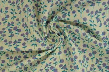 Tissu premium 100 % coton - motif floral lilas délicat 110 g/m²