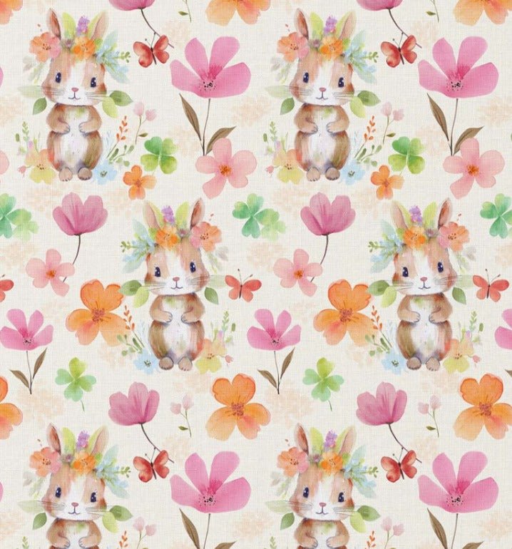 Image avec tissu Premium 100 % coton - lapinette dans les fleurs 115 g/m² – disponible chez les tissus de Charlotte