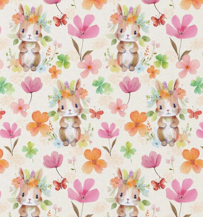 Image avec tissu Premium 100 % coton - lapinette dans les fleurs 115 g/m² – disponible chez les tissus de Charlotte