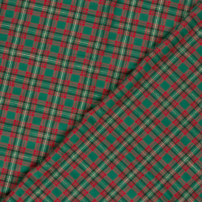 Image of Premium 100% cotton fabric - gold shimmer check pattern 120 g/m² – available online at Šarlotes audumi