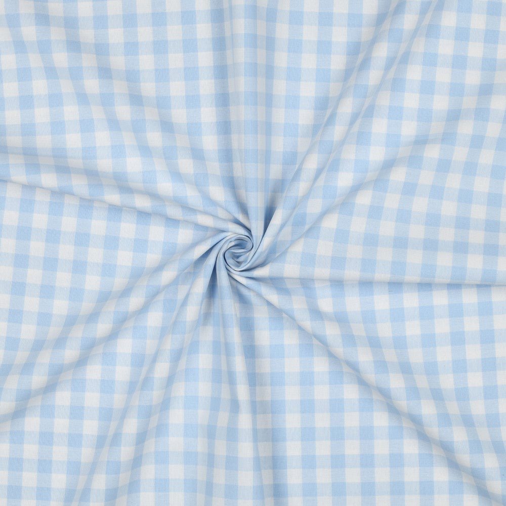 Premium 100 % coton - tissu bleu à carreaux 110 g/m²
