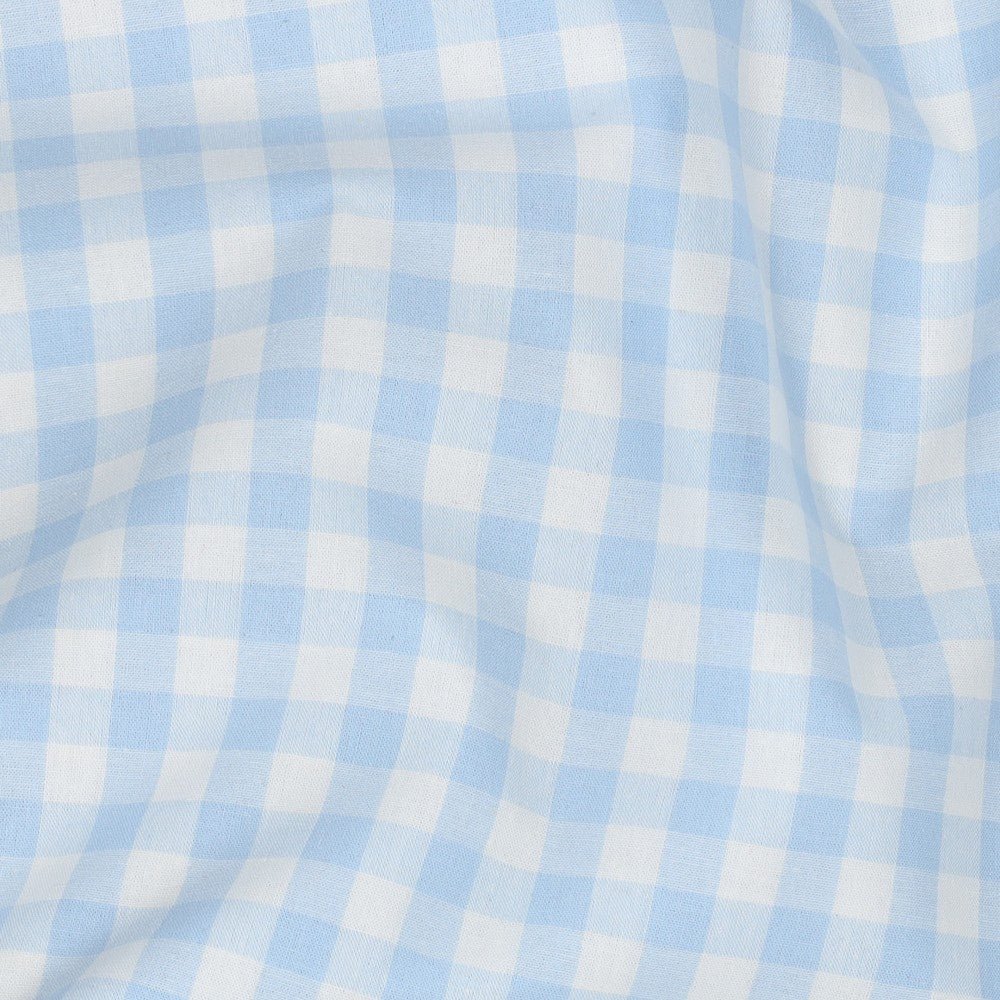 Tissu premium 100 % coton - bleu à carreaux 110 g/m²