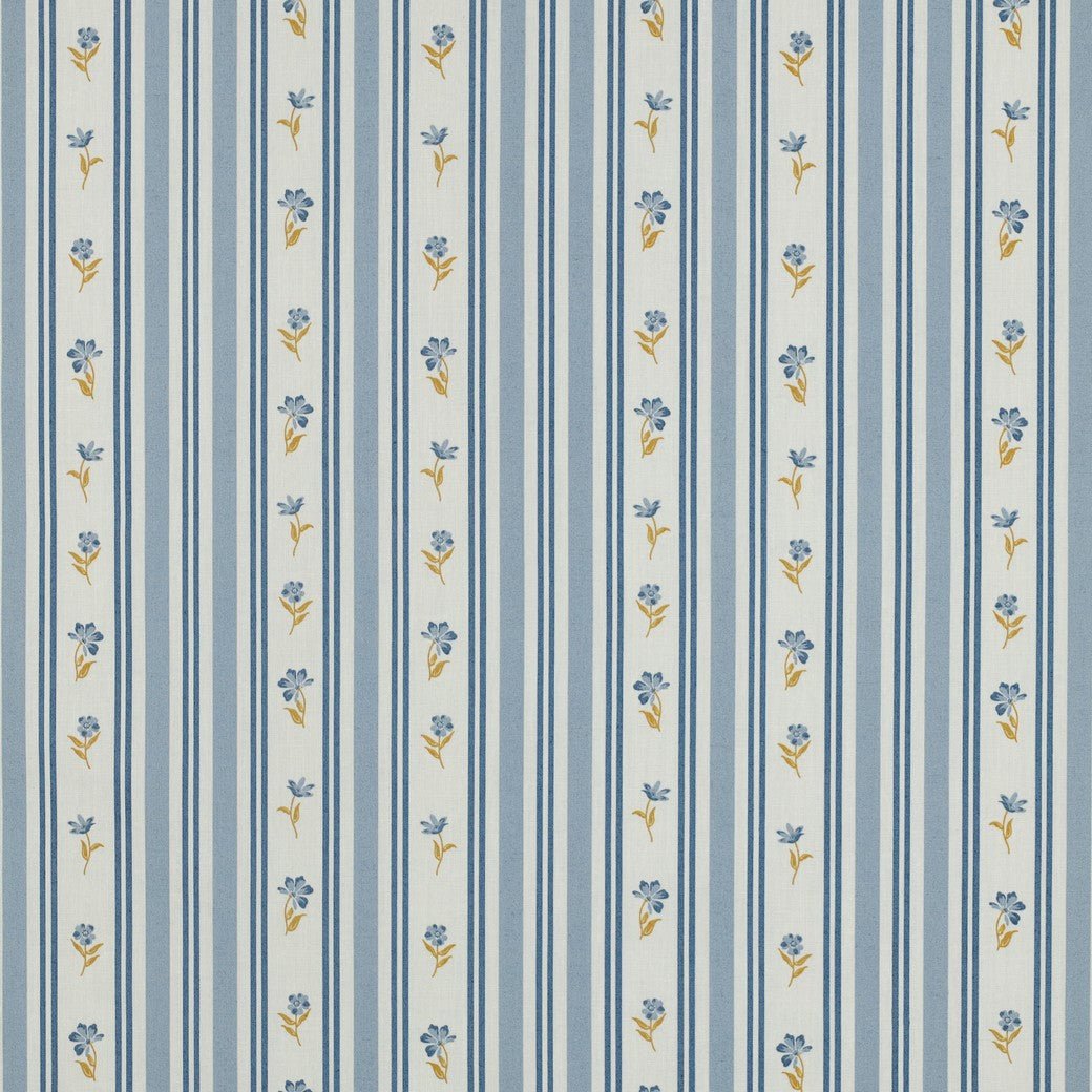 Image avec tissu Premium 100 % coton - motif floral et à rayures bleu, 110 g/m² – disponible chez Šarlotes audumi