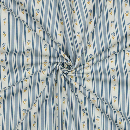 alt
Image with Premium 100% cotton fabric - blue floral and line pattern 110 g/m² – available at Šarlotes audumi