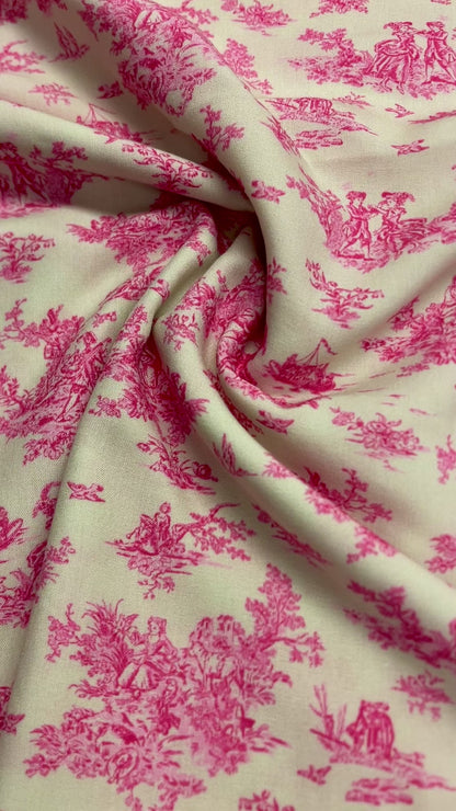 100 % Viskosestoff – rosa Porzellanmuster 125 g/m²